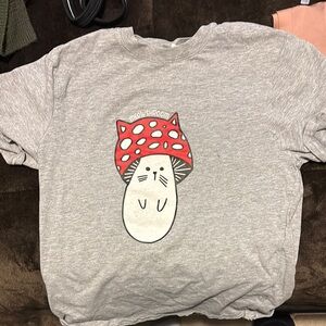 Cute Cat Mushroom Graphic Tee